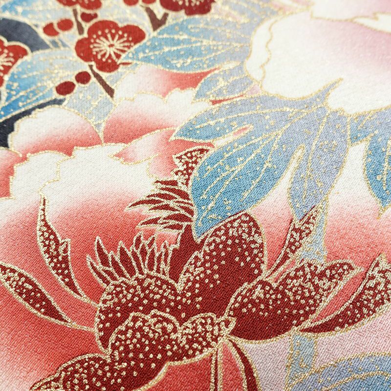 振袖 正絹 古典柄 伊達衿付き 袷仕立て 身丈166cm 裄丈67cm リサイクル着物 着物 箔 金彩 成人式 二十歳 二十歳の集い 盛り上げ箔 梅 赤・朱_画像10