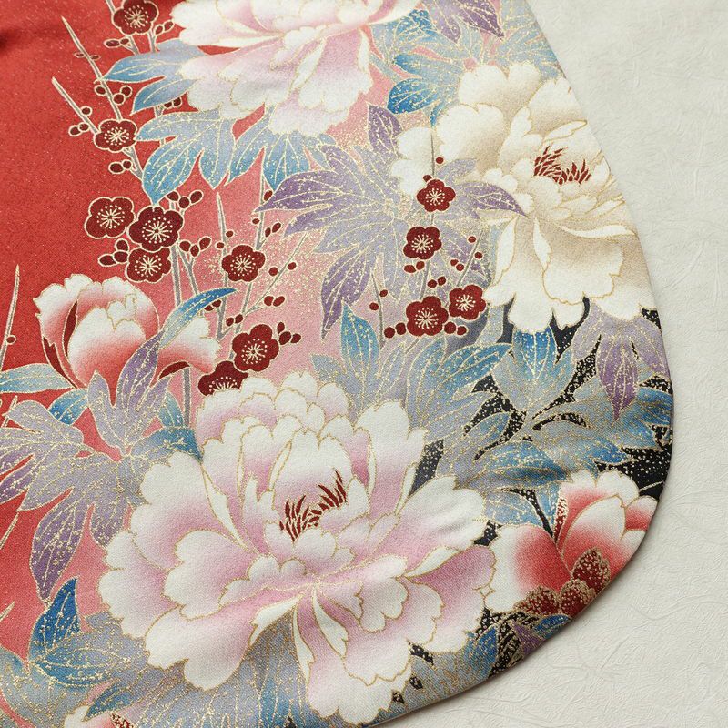 振袖 正絹 古典柄 伊達衿付き 袷仕立て 身丈166cm 裄丈67cm リサイクル着物 着物 箔 金彩 成人式 二十歳 二十歳の集い 盛り上げ箔 梅 赤・朱_画像17