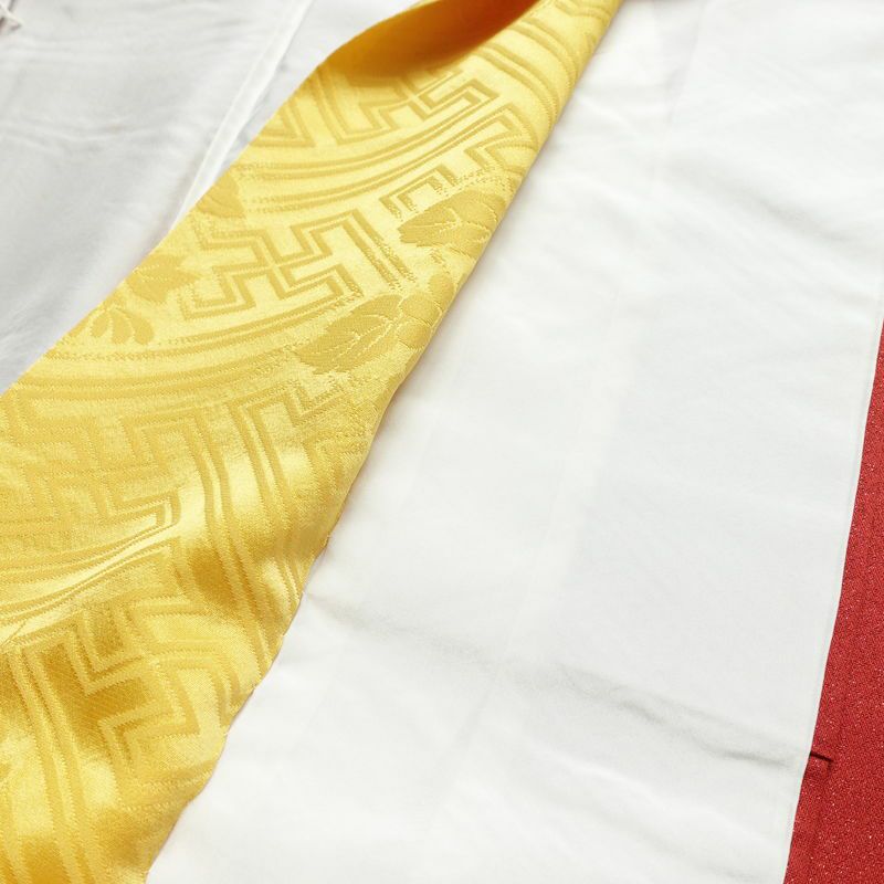 振袖 正絹 古典柄 伊達衿付き 袷仕立て 身丈166cm 裄丈67cm リサイクル着物 着物 箔 金彩 成人式 二十歳 二十歳の集い 盛り上げ箔 梅 赤・朱_画像19