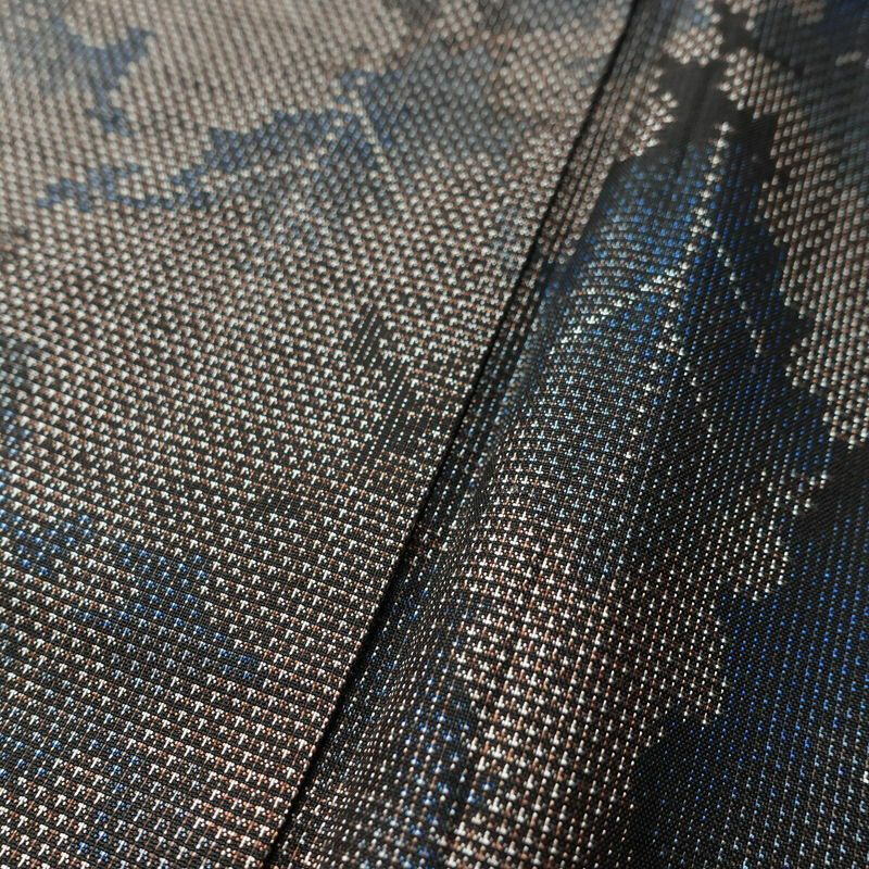 大島紬 正絹 風景柄 袷仕立て 身丈154cm 裄丈63cm リサイクル着物 着物 茶_画像9