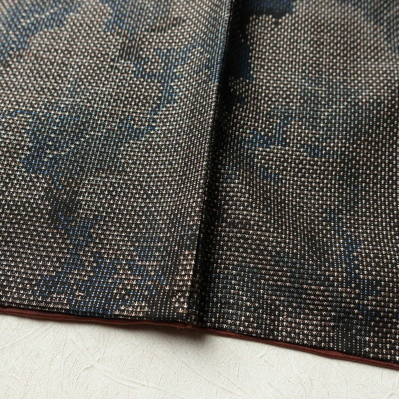 大島紬 正絹 風景柄 袷仕立て 身丈154cm 裄丈63cm リサイクル着物 着物 茶_画像11