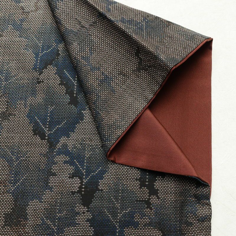 大島紬 正絹 風景柄 袷仕立て 身丈154cm 裄丈63cm リサイクル着物 着物 茶_画像13