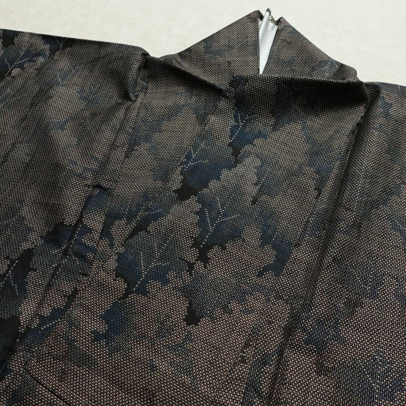 大島紬 正絹 風景柄 袷仕立て 身丈154cm 裄丈63cm リサイクル着物 着物 茶_画像15