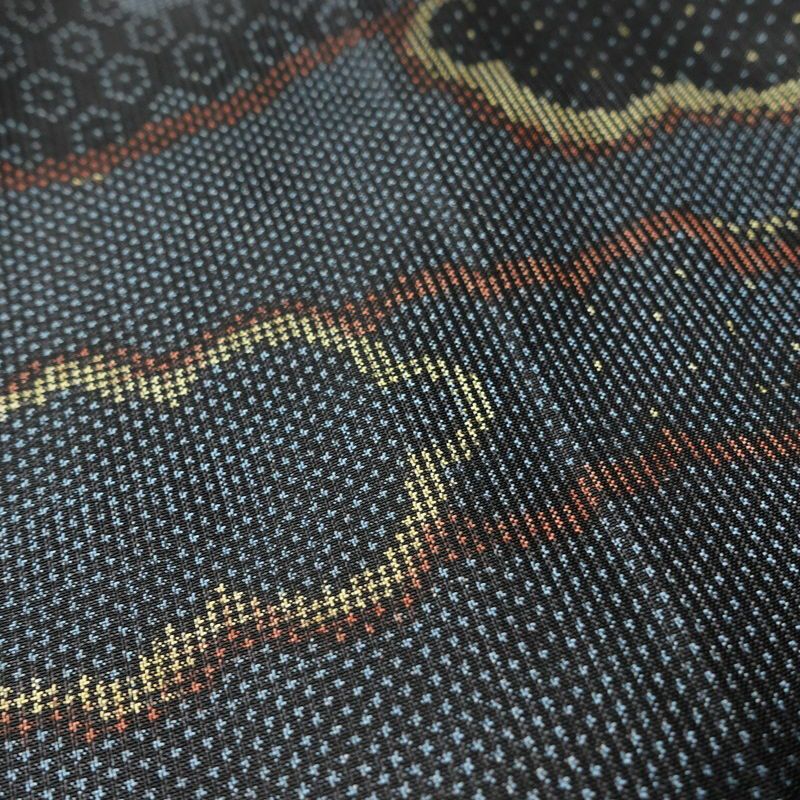 紬 正絹 雲柄 袷仕立て 身丈160.5cm 裄丈67cm リサイクル着物 着物 青・紺_画像8