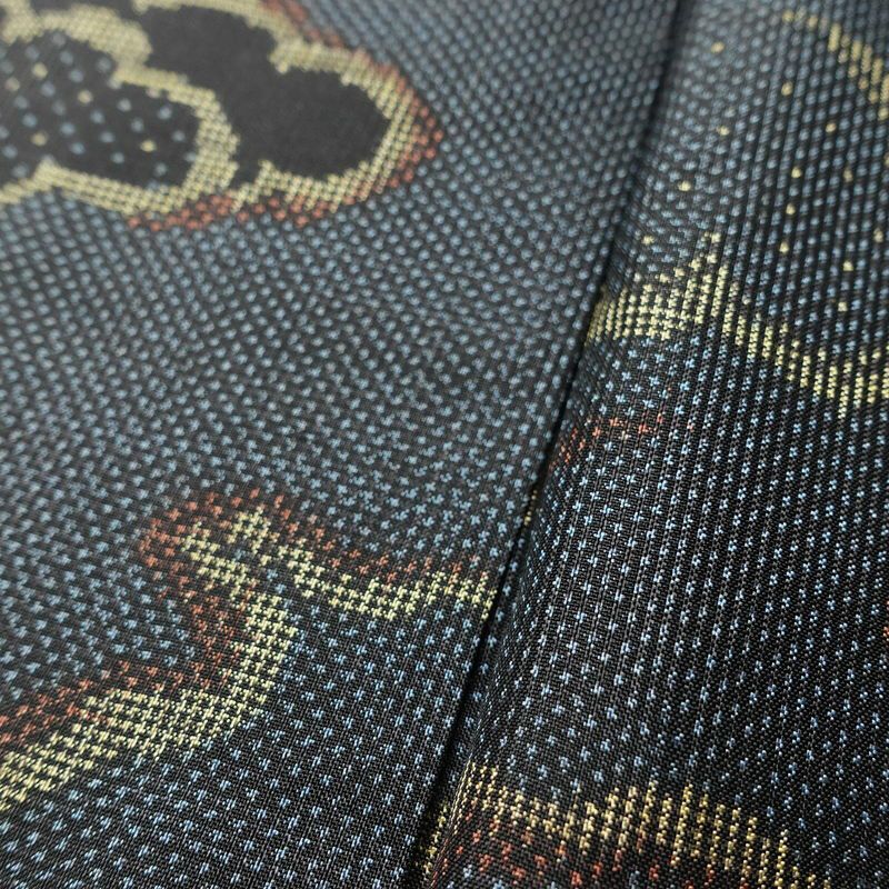 紬 正絹 雲柄 袷仕立て 身丈160.5cm 裄丈67cm リサイクル着物 着物 青・紺_画像9