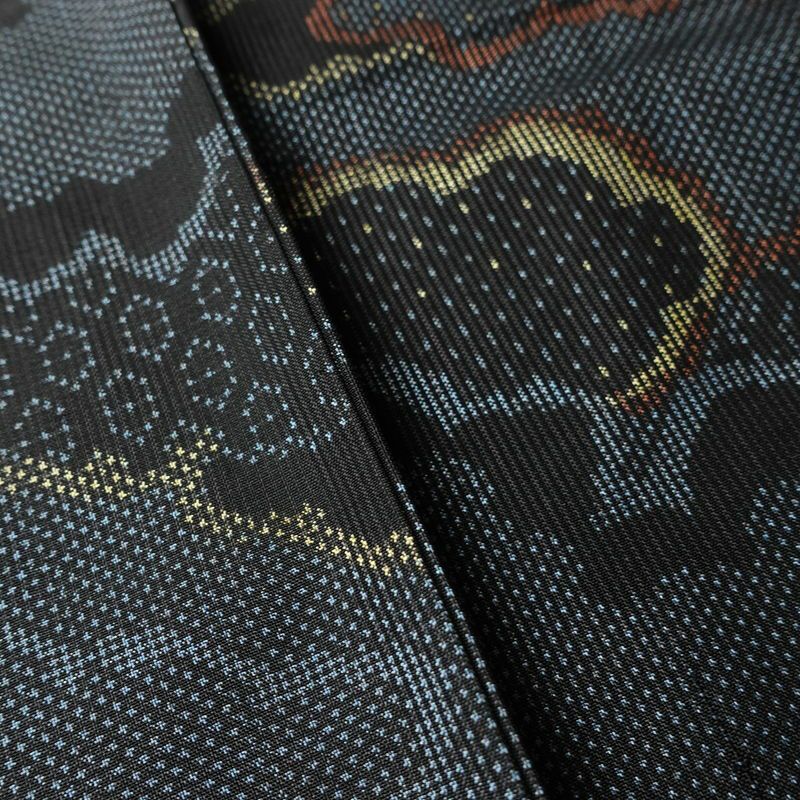 紬 正絹 雲柄 袷仕立て 身丈160.5cm 裄丈67cm リサイクル着物 着物 青・紺_画像10