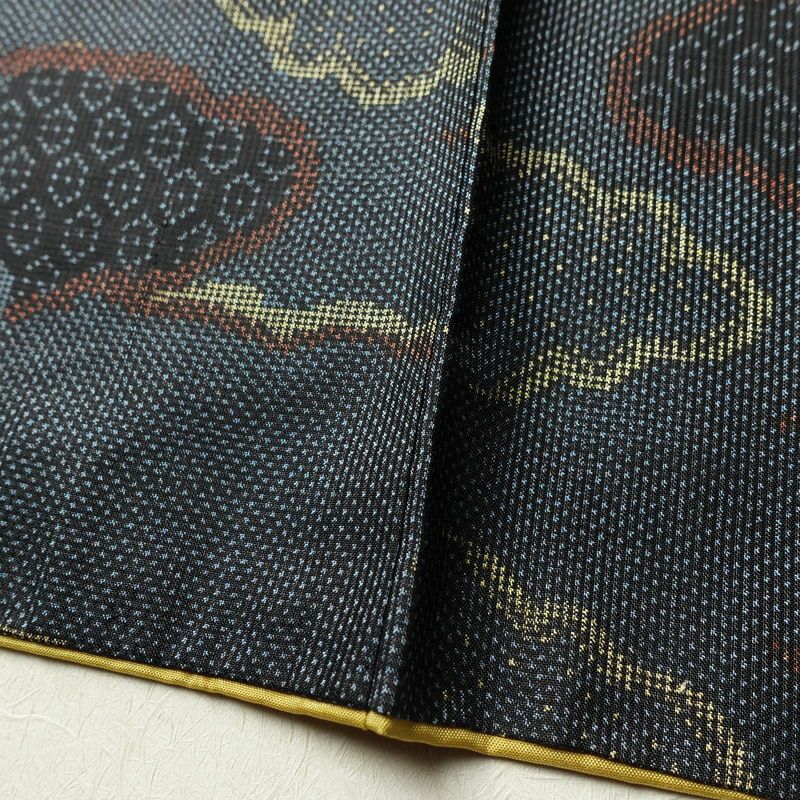 紬 正絹 雲柄 袷仕立て 身丈160.5cm 裄丈67cm リサイクル着物 着物 青・紺_画像11