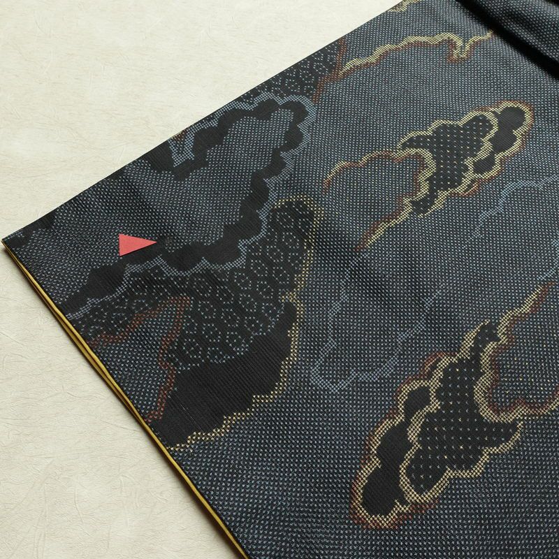 紬 正絹 雲柄 袷仕立て 身丈160.5cm 裄丈67cm リサイクル着物 着物 青・紺_画像18