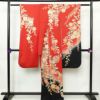 振袖 正絹 花柄 袷仕立て 身丈164cm 裄丈65.5cm リサイクル着物 着物 箔 金彩 成人式 二十歳 二十歳の集い 赤・朱_画像2