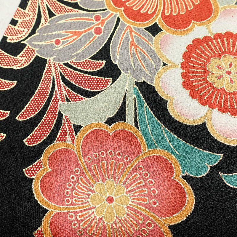 振袖 正絹 花柄 袷仕立て 身丈164cm 裄丈65.5cm リサイクル着物 着物 箔 金彩 成人式 二十歳 二十歳の集い 赤・朱_画像10