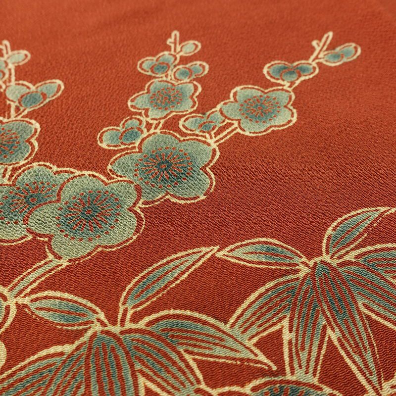 付け下げ 宮内庁御用達 赤城右堂 落款入り 縮緬 一つ紋付き 正絹 風景柄 袷仕立て 身丈156cm 裄丈64cm リサイクル着物 着物 モダン 茶_画像8