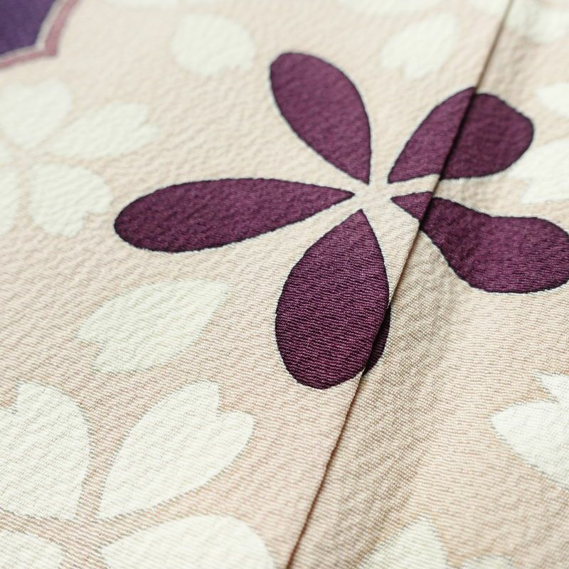 振袖 marieclaire 縮緬 正絹 花柄 袷仕立て 身丈170cm 裄丈68cm リサイクル着物 着物 成人式 二十歳 二十歳の集い モダン 桜 紫・藤色_画像7