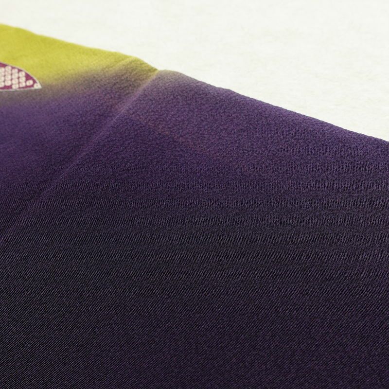 振袖 marieclaire 縮緬 正絹 花柄 袷仕立て 身丈170cm 裄丈68cm リサイクル着物 着物 成人式 二十歳 二十歳の集い モダン 桜 紫・藤色_画像20