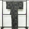 大島紬 しつけ糸付き 正絹 幾何学柄・抽象柄 袷仕立て 身丈160.5cm 裄丈63cm リサイクル着物 着物 グレー_画像2