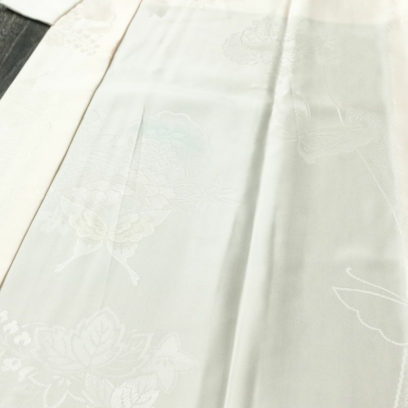 長襦袢 良品 振袖用 正絹 古典柄 袖無双・胴抜き 身丈124cm 裄丈65cm 蝶 リサイクル着物 ピンク_画像5