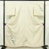 訪問着 加賀友禅 紬訪問着 元子 落款入り 正絹 花柄 袷仕立て 身丈160.5cm 裄丈68cm リサイクル着物 一部しつけ糸付き 着物 紬地 クリーム_画像1