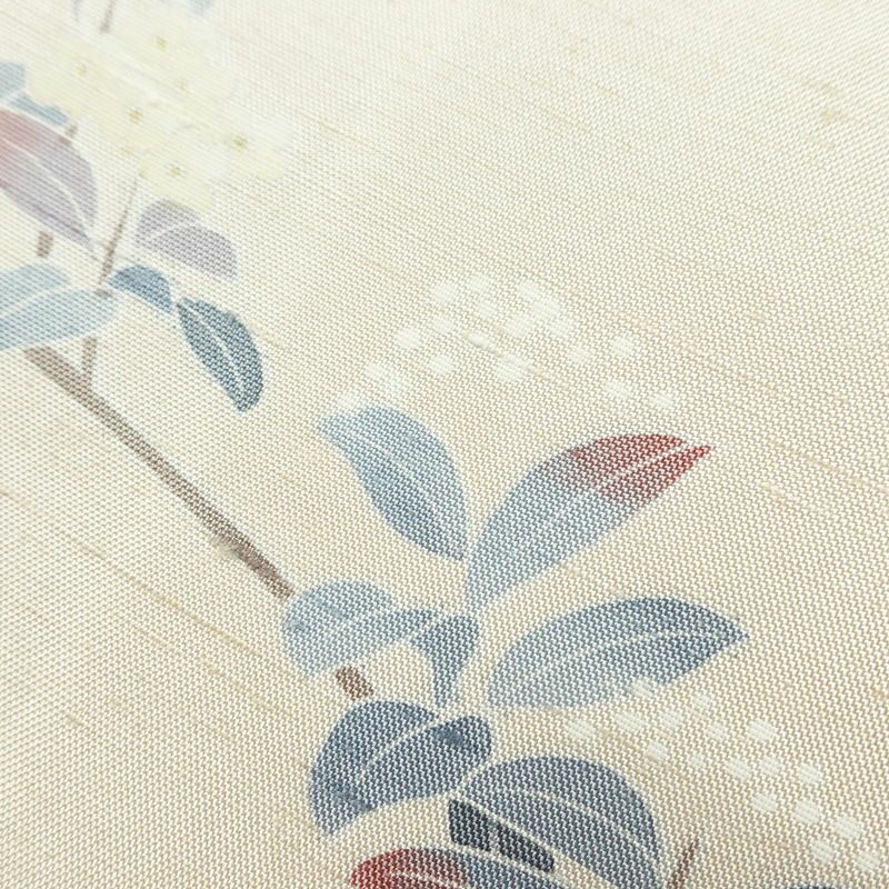 訪問着 加賀友禅 紬訪問着 元子 落款入り 正絹 花柄 袷仕立て 身丈160.5cm 裄丈68cm リサイクル着物 一部しつけ糸付き 着物 紬地 クリーム_画像8