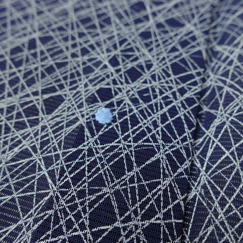 盛夏 付け下げ 絽 良品 しつけ糸付き 夏用 正絹 木の葉・植物柄 単衣仕立て 身丈163cm 裄丈68.5cm リサイクル着物 付下 着物 刺繍 薄物 青・紺_画像7