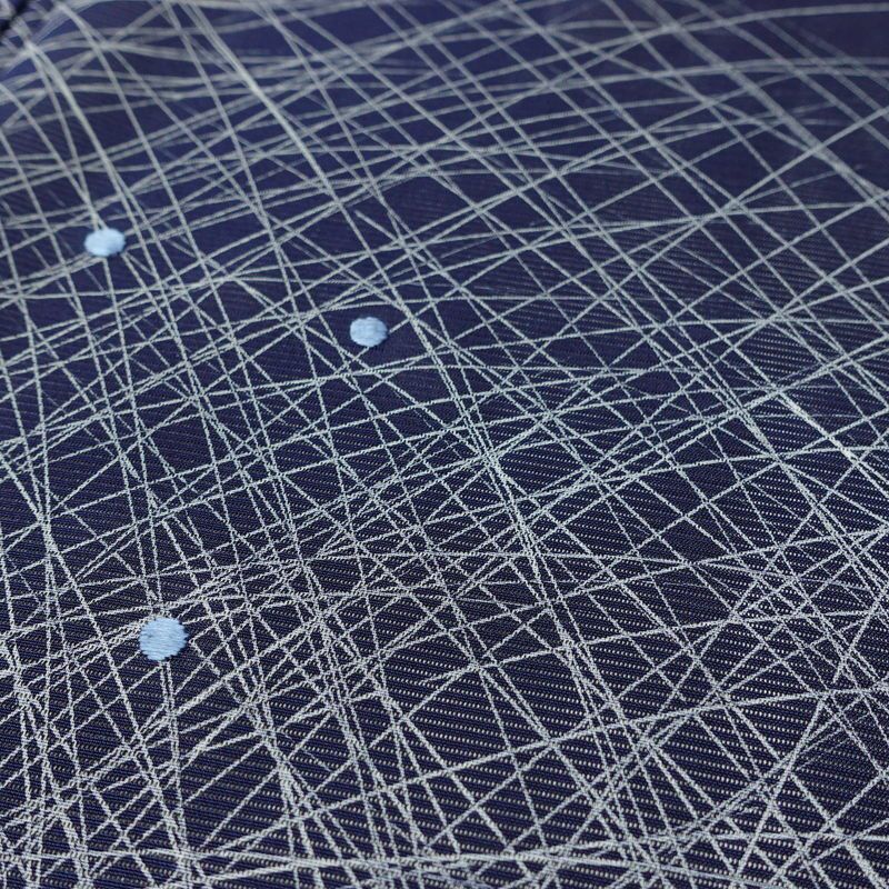 盛夏 付け下げ 絽 良品 しつけ糸付き 夏用 正絹 木の葉・植物柄 単衣仕立て 身丈163cm 裄丈68.5cm リサイクル着物 付下 着物 刺繍 薄物 青・紺_画像9