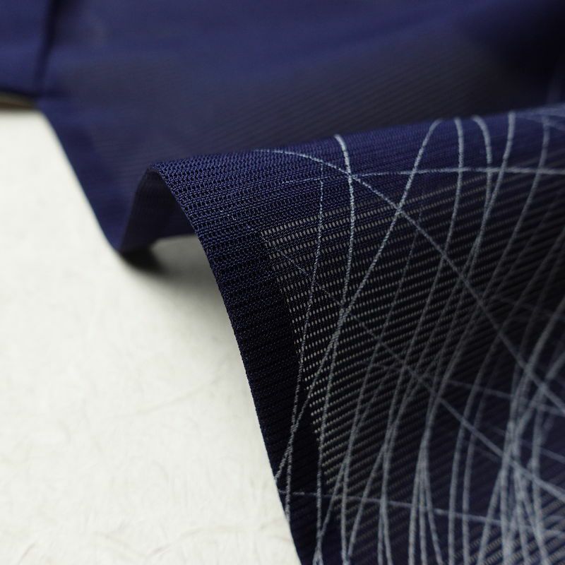 盛夏 付け下げ 絽 良品 しつけ糸付き 夏用 正絹 木の葉・植物柄 単衣仕立て 身丈163cm 裄丈68.5cm リサイクル着物 付下 着物 刺繍 薄物 青・紺_画像11