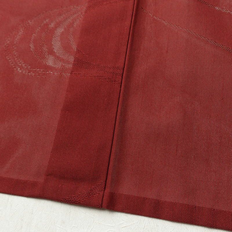 盛夏 紗 しつけ糸付き 正絹 流水・波柄 単衣仕立て 身丈163.5cm 裄丈65.5cm リサイクル着物 着物 薄物 赤・朱_画像11