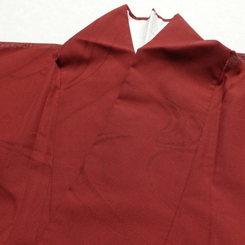 盛夏 紗 しつけ糸付き 正絹 流水・波柄 単衣仕立て 身丈163.5cm 裄丈65.5cm リサイクル着物 着物 薄物 赤・朱_画像16