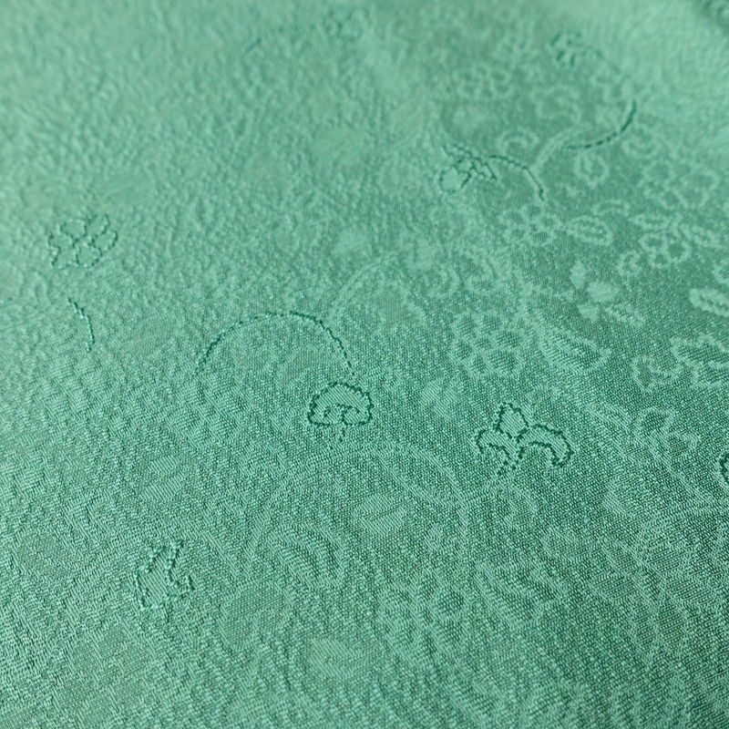 色無地 しつけ糸付き 正絹 木の葉・植物柄 袷仕立て 身丈167.5cm 裄丈67.5cm リサイクル着物 着物 緑・うぐいす色_画像7