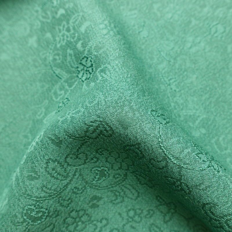 色無地 しつけ糸付き 正絹 木の葉・植物柄 袷仕立て 身丈167.5cm 裄丈67.5cm リサイクル着物 着物 緑・うぐいす色_画像20