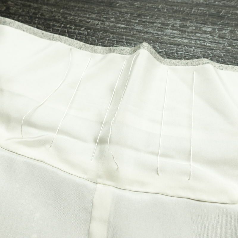 訪問着 一つ紋付き 正絹 花柄 袷仕立て 身丈167cm 裄丈66cm リサイクル着物 着物 刺繍 箔 共八掛 金彩 芍薬 菊 グレー_画像20