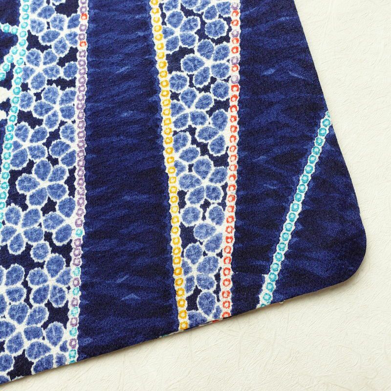 小紋 伊達衿付き 絞り 正絹 花柄 袷仕立て 身丈162cm 裄丈67.5cm リサイクル着物 着物 青・紺_画像14