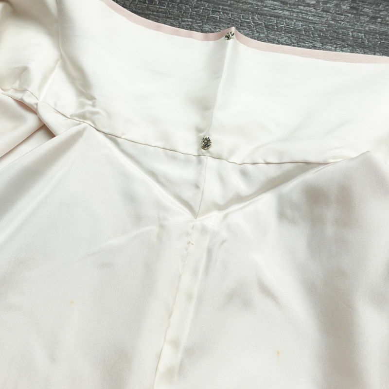 付け下げ 一つ紋付き 正絹 風景柄 袷仕立て 身丈165cm 裄丈66.5cm リサイクル着物 一部しつけ糸付き 着物 ピンク_画像20