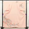 付け下げ 縮緬 一つ紋付き 伊達衿付き 正絹 花柄 袷仕立て 身丈160.5cm 裄丈65.5cm リサイクル着物 着物 入学式 七五三 フォーマル 菊 ピンク_画像1