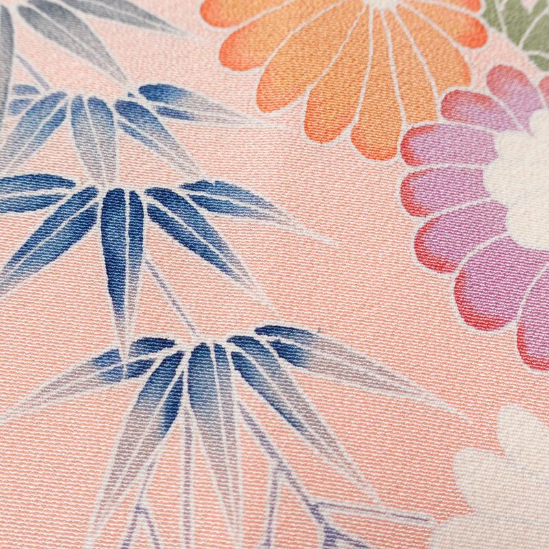 付け下げ 縮緬 一つ紋付き 伊達衿付き 正絹 花柄 袷仕立て 身丈160.5cm 裄丈65.5cm リサイクル着物 着物 入学式 七五三 フォーマル 菊 ピンク_画像8