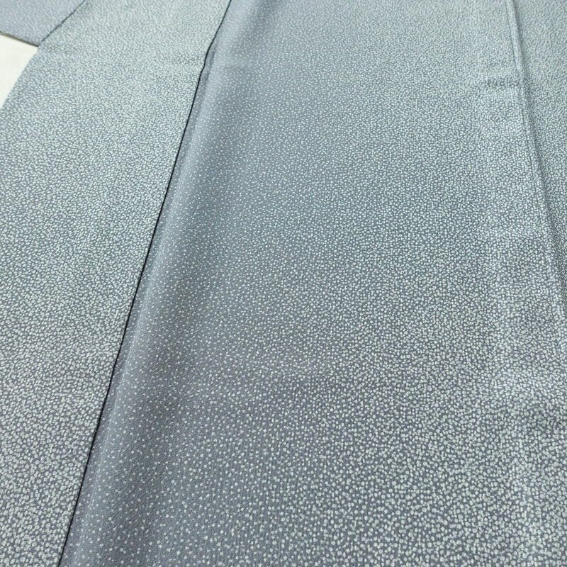 単衣 小紋 良品 縮緬 正絹 その他の柄 単衣仕立て 身丈163cm 裄丈64.5cm リサイクル着物 着物 青・紺_画像6