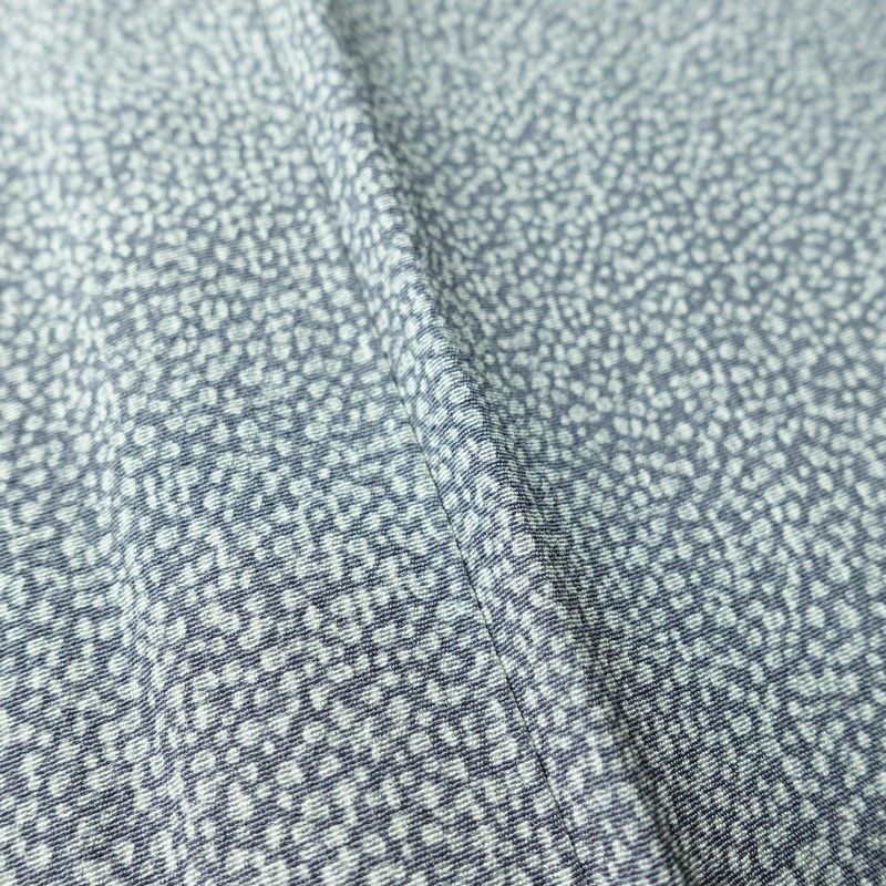 単衣 小紋 良品 縮緬 正絹 その他の柄 単衣仕立て 身丈163cm 裄丈64.5cm リサイクル着物 着物 青・紺_画像9