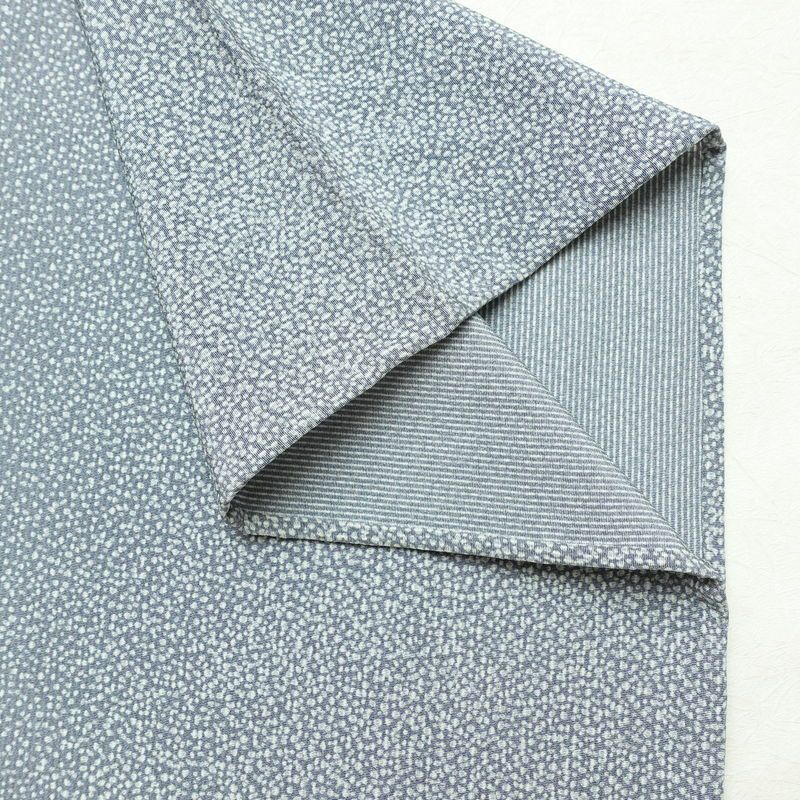 単衣 小紋 良品 縮緬 正絹 その他の柄 単衣仕立て 身丈163cm 裄丈64.5cm リサイクル着物 着物 青・紺_画像12