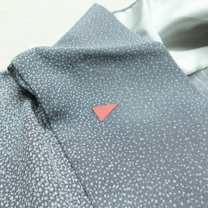 単衣 小紋 良品 縮緬 正絹 その他の柄 単衣仕立て 身丈163cm 裄丈64.5cm リサイクル着物 着物 青・紺_画像16