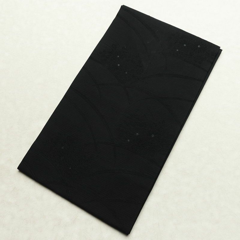 喪服 美品 夏喪服 夏用 絽 落款入り しつけ糸付き 五つ紋付き 正絹 無地 単衣仕立て 身丈165cm 裄丈67cm リサイクル着物 着物 未使用品 黒_画像11