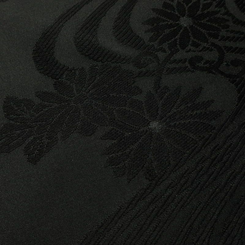 喪服 美品 袷喪服 落款入り しつけ糸付き 縮緬 五つ紋付き トールサイズ 正絹 無地 袷仕立て 身丈172cm 裄丈71cm リサイクル着物 着物 未使用品 黒_画像13