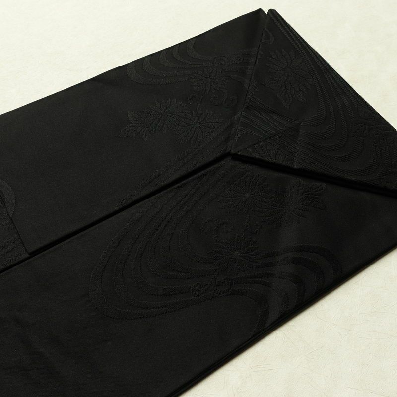 喪服 美品 袷喪服 落款入り しつけ糸付き 縮緬 五つ紋付き トールサイズ 正絹 無地 袷仕立て 身丈172cm 裄丈71cm リサイクル着物 着物 未使用品 黒_画像14