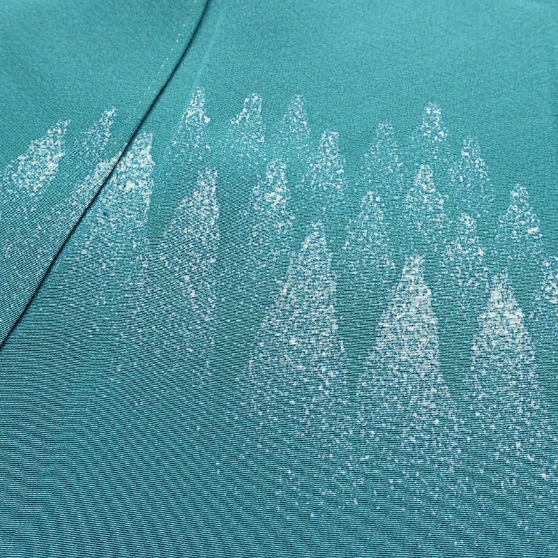 訪問着 おかべみつこ 良品 落款入り 縮緬 正絹 風景柄 袷仕立て 身丈165cm 裄丈68.5cm リサイクル着物 着物 シンプル 緑・うぐいす色_画像18