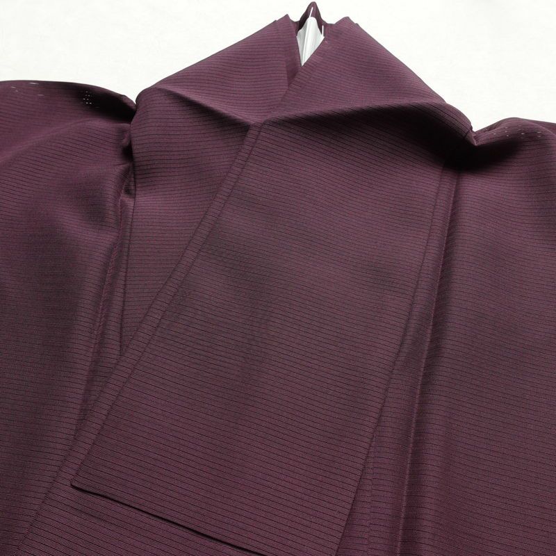 盛夏 色無地 絽 美品 しつけ糸付き 夏用 一つ紋付き 正絹 無地 単衣仕立て 身丈162cm 裄丈63cm リサイクル着物 着物 薄物 紫・藤色_画像17