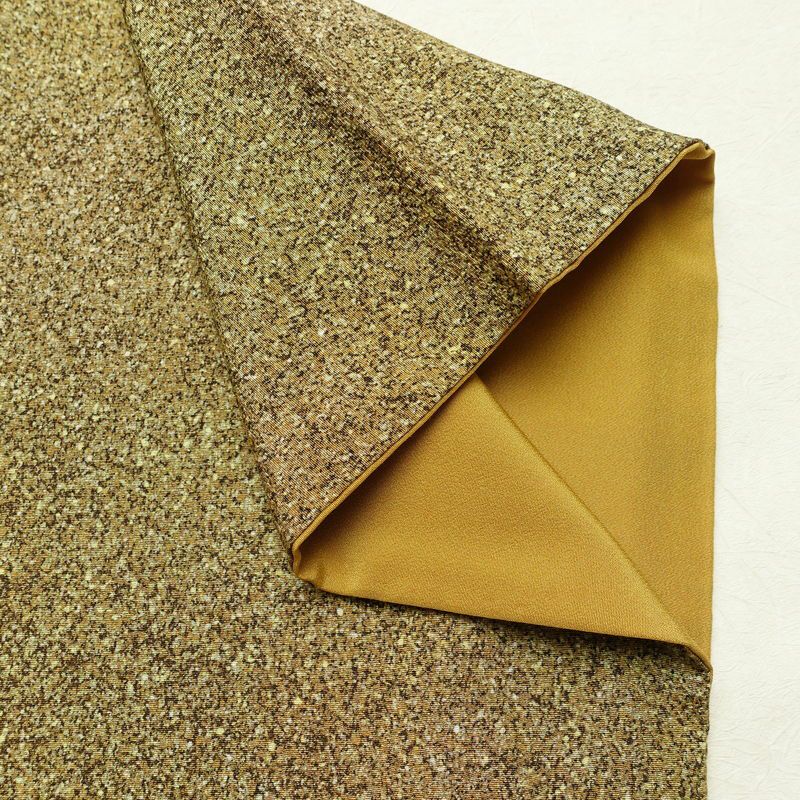 小紋 本蒔蝋染工芸作家 木村勝美 良品 丹後ちりめん 落款入り 縮緬 一つ紋付き 正絹 その他の柄 袷仕立て 身丈161.5cm 裄丈64.5cm リサイクル着物 着物 フォーマル シンプル 黄・黄土色_画像15