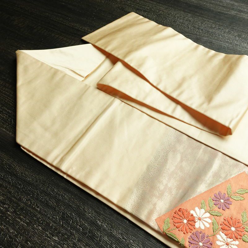 名古屋帯 太鼓柄 正絹 古典柄 名古屋仕立て なごや帯 リサイクル帯 帯 金糸 シンプル ベージュ_画像21