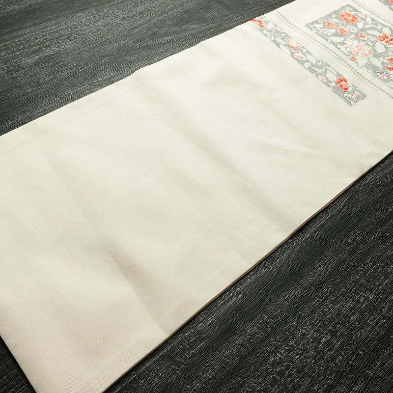 名古屋帯 太鼓柄 正絹 花柄 名古屋仕立て なごや帯 リサイクル帯 帯 箔 銀糸 上品 ピンク_画像8