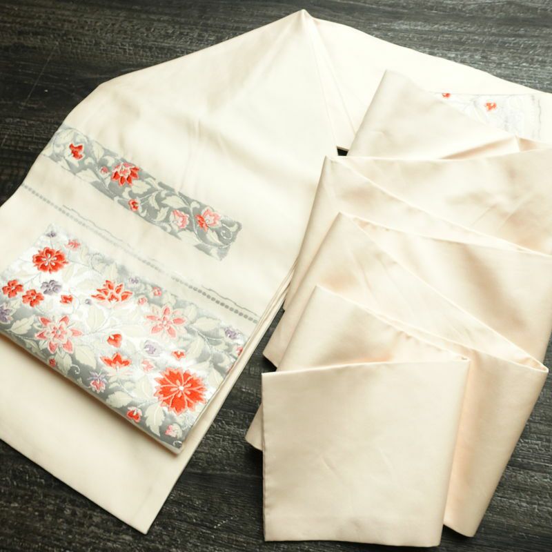 名古屋帯 太鼓柄 正絹 花柄 名古屋仕立て なごや帯 リサイクル帯 帯 箔 銀糸 上品 ピンク_画像17