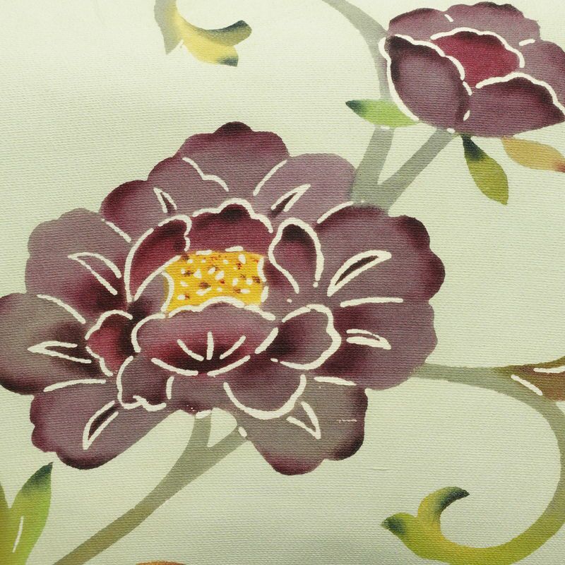 名古屋帯 太鼓柄 正絹 花柄 名古屋仕立て なごや帯 リサイクル帯 帯 シンプル 緑・うぐいす色_画像2