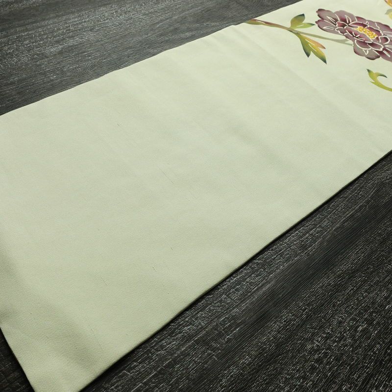 名古屋帯 太鼓柄 正絹 花柄 名古屋仕立て なごや帯 リサイクル帯 帯 シンプル 緑・うぐいす色_画像8