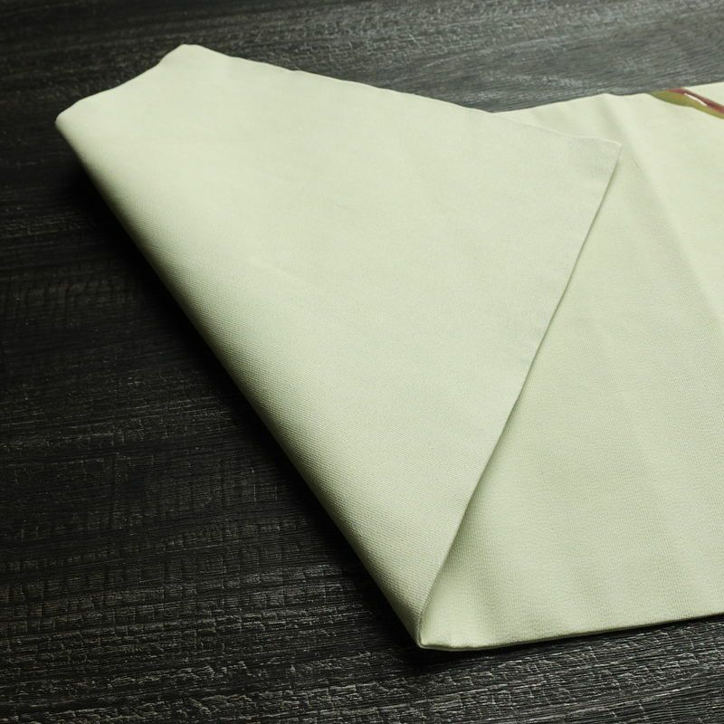 名古屋帯 太鼓柄 正絹 花柄 名古屋仕立て なごや帯 リサイクル帯 帯 シンプル 緑・うぐいす色_画像9