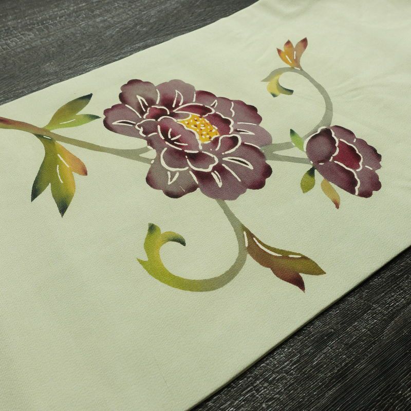 名古屋帯 太鼓柄 正絹 花柄 名古屋仕立て なごや帯 リサイクル帯 帯 シンプル 緑・うぐいす色_画像11